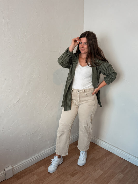 Cream Slight Barrel Jeans