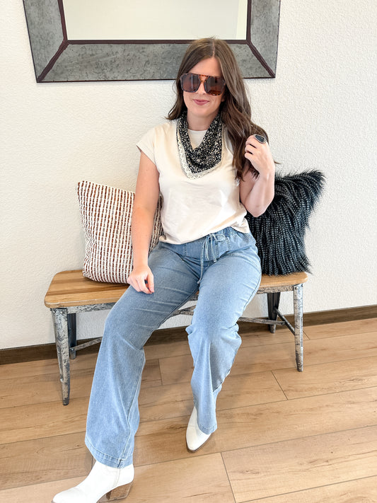 Comfy Cotton Pull On Denim Pants