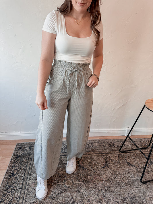 Comfort Cotton Green Stripe Pants