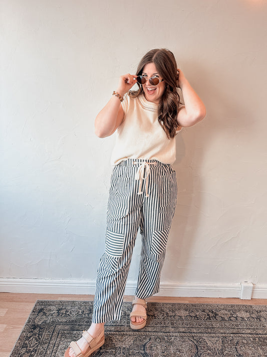 Navy Stripe Pants