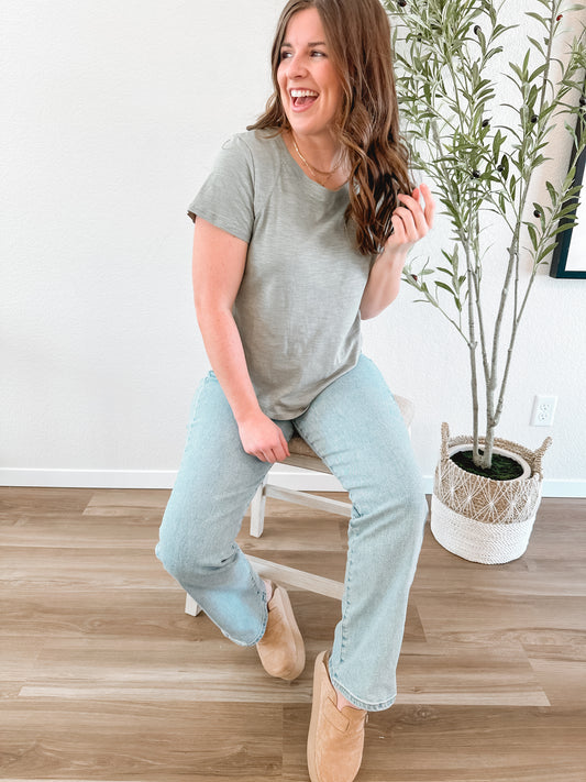 Olive Cotton Slub Top