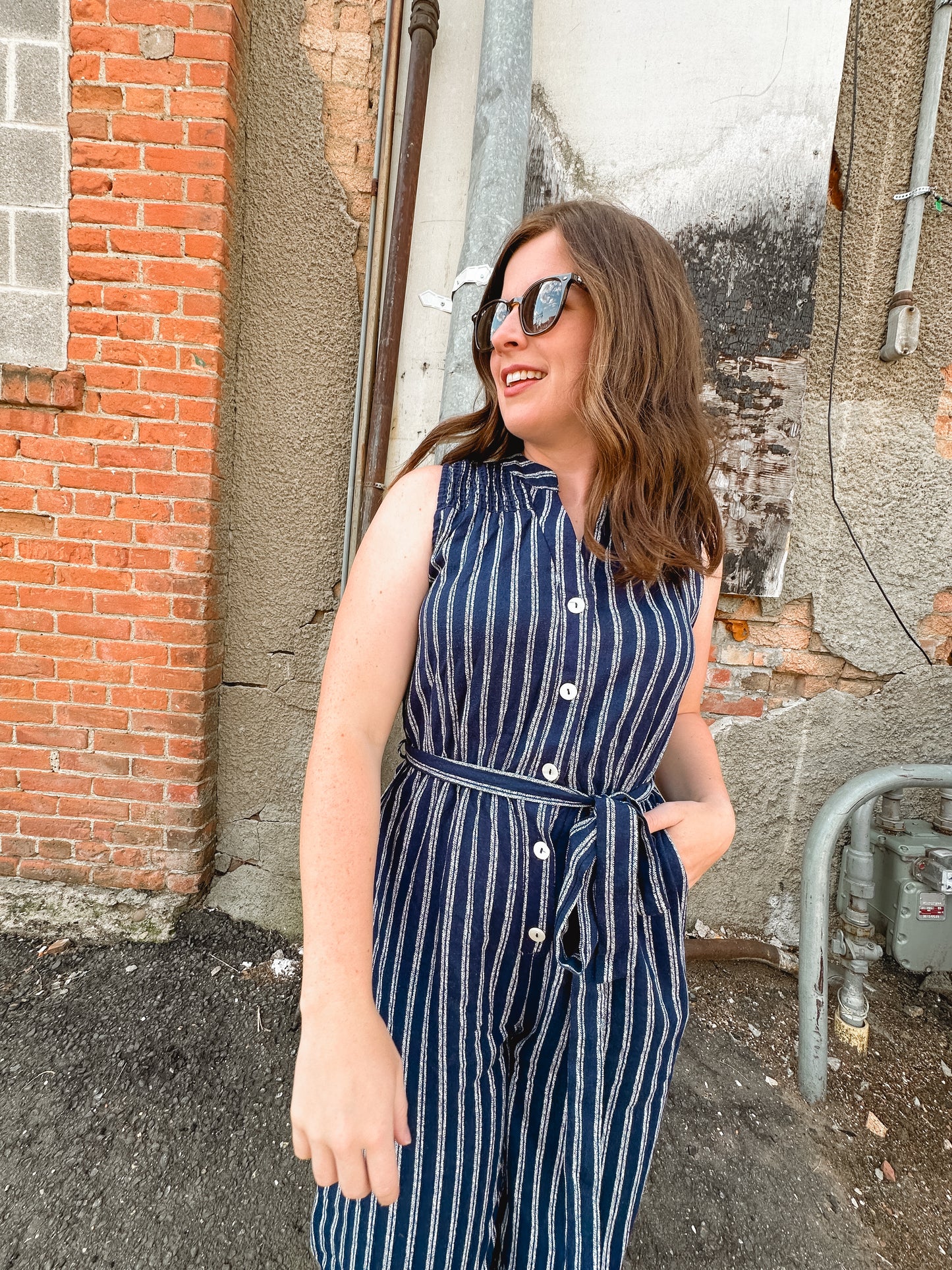 Navy Stripe Jumpsuit