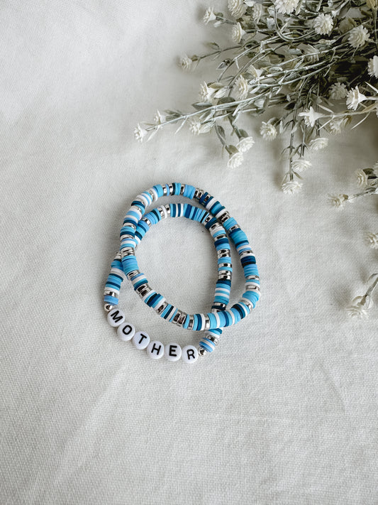 Blue/Silver Mother Bracelet Set
