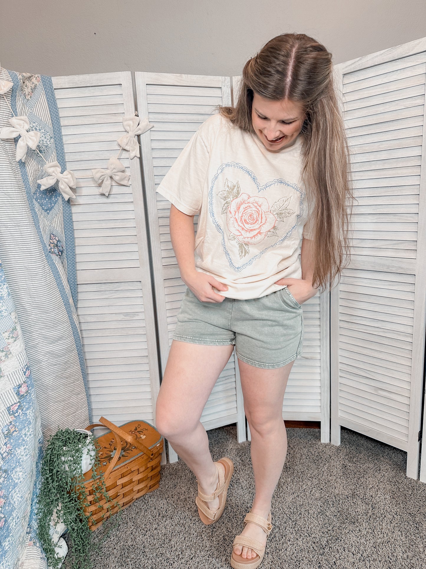 Comfy Washed Sage Shorts