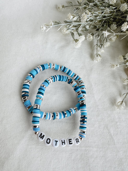 Blue/Silver Mother Bracelet Set