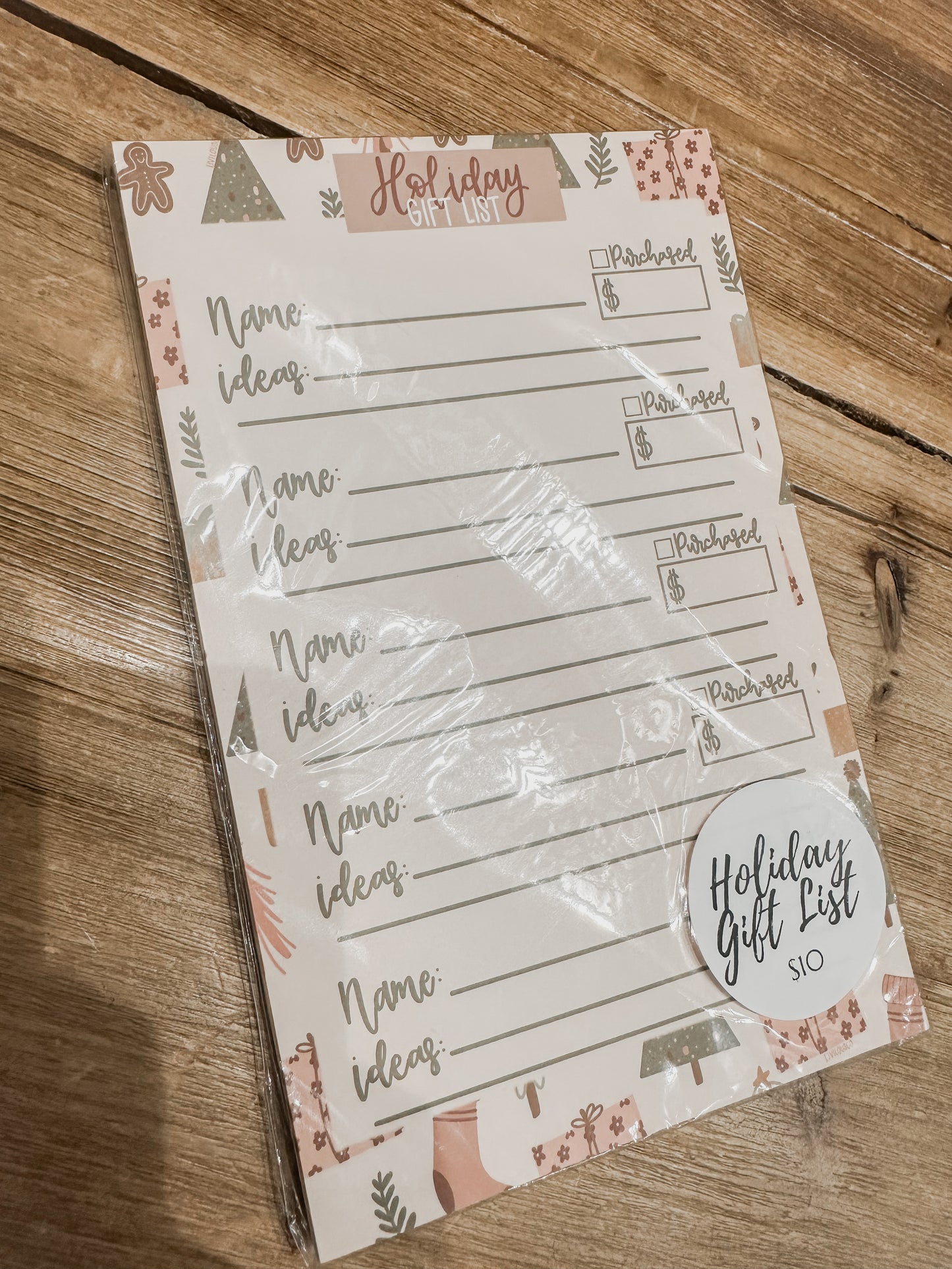 Holiday Gift List Notepad