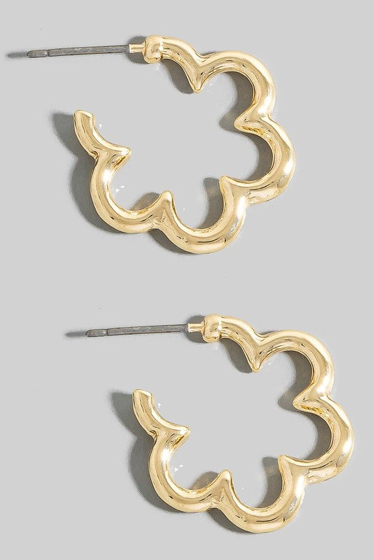 Wavy Flower Hoop Earrings