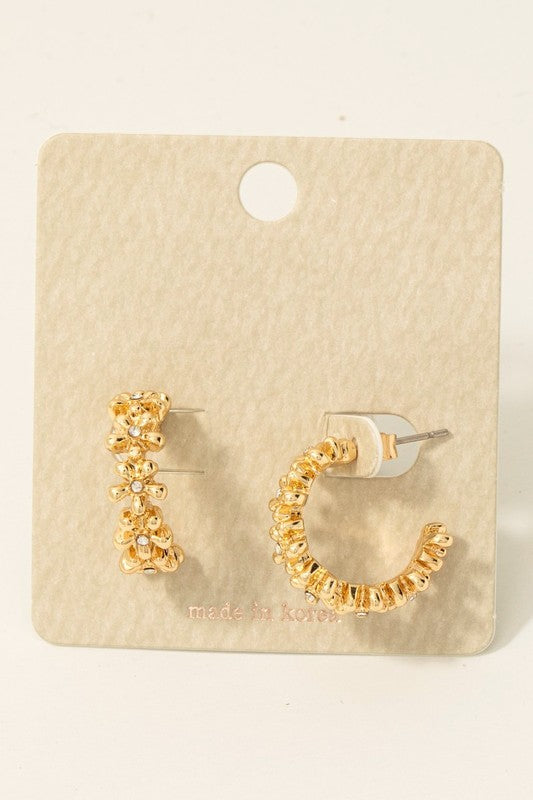 Daisy Studded Hoop Earrings