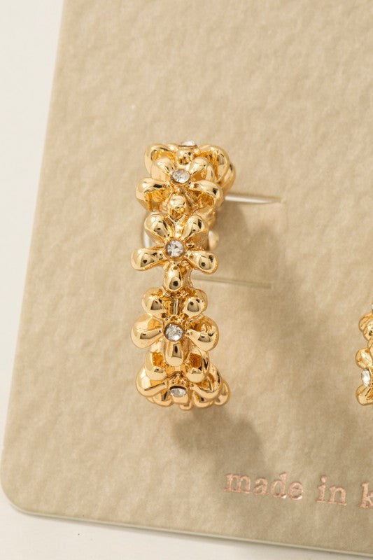 Daisy Studded Hoop Earrings