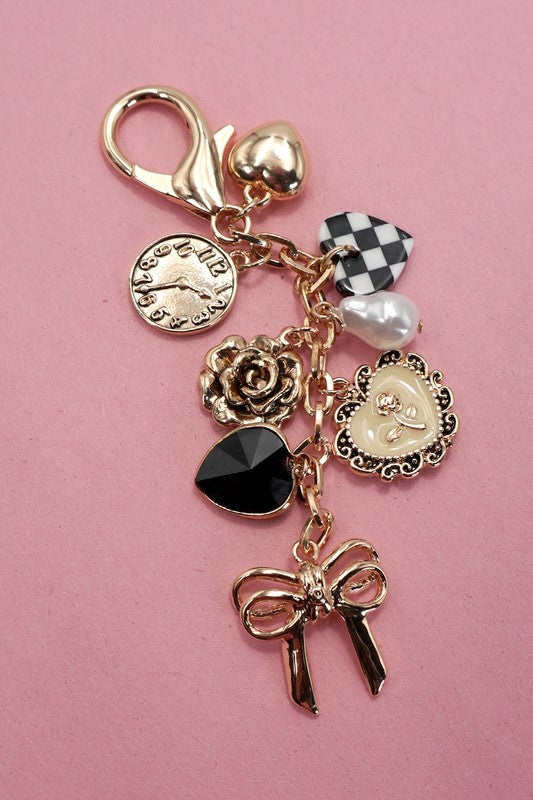Bow Checker Bag Charm Keychain