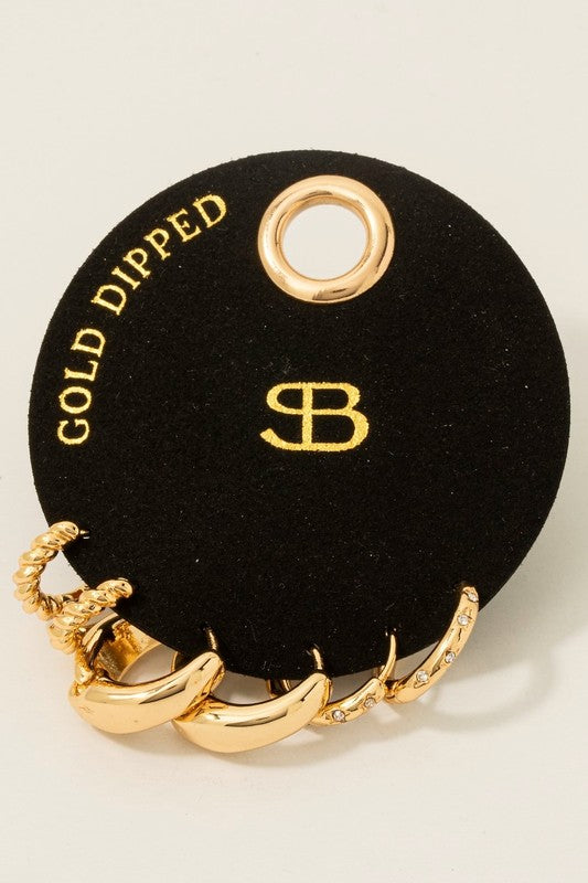 Gold Dipped Hoop Earrings Trio