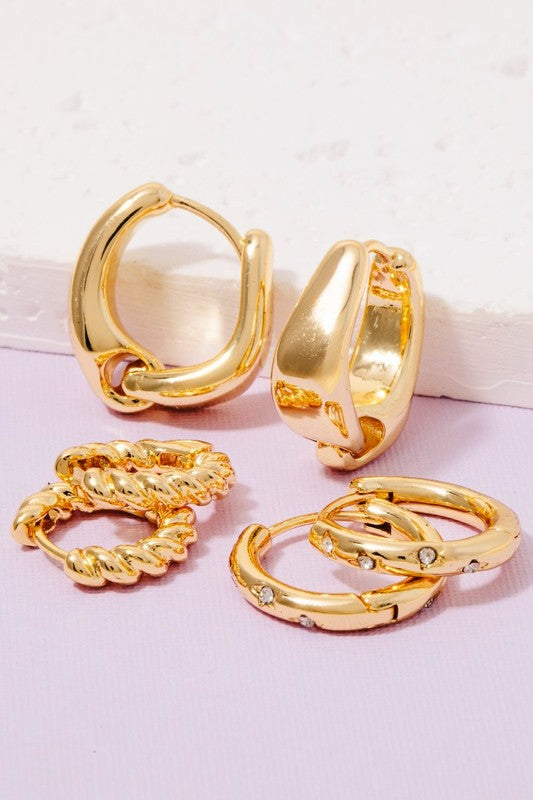 Gold Dipped Hoop Earrings Trio