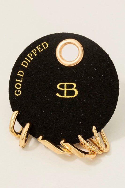 Gold Dipped Oval Hoop Trio