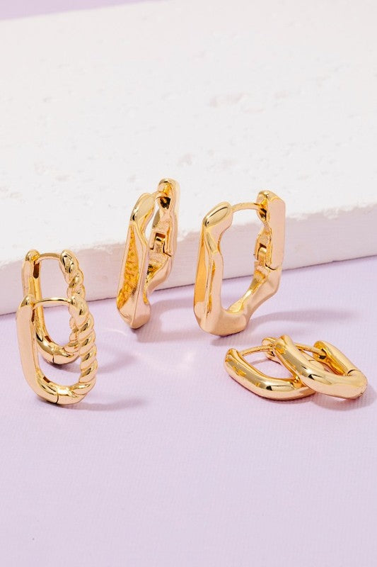 Gold Dipped Oval Hoop Trio