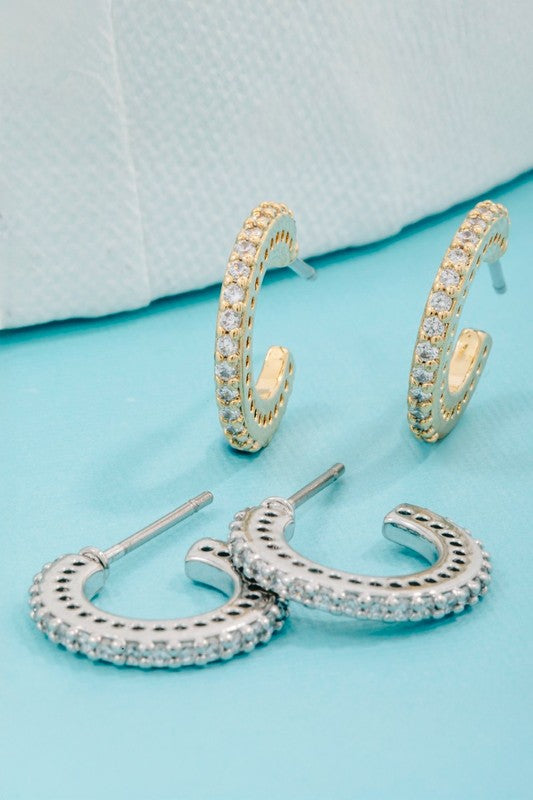 Gold Pave Hoop Earrings