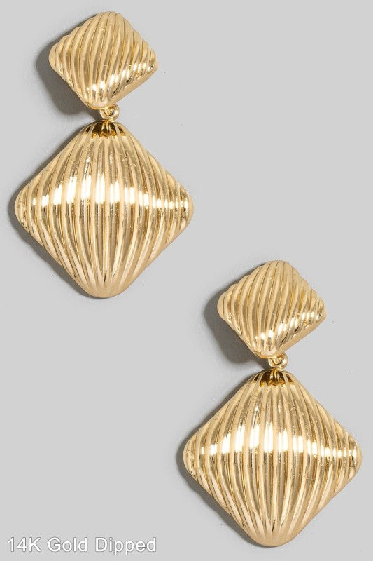 Square Domed Drop Earrings