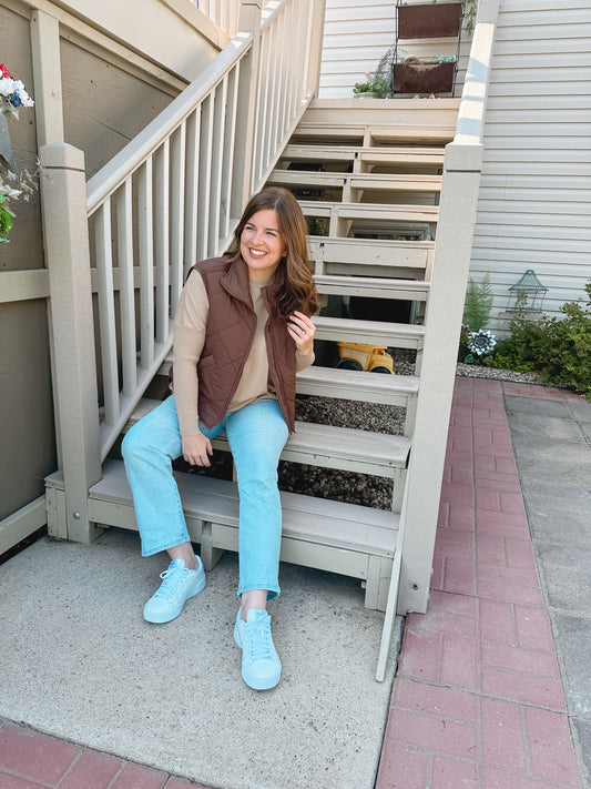 Ribbed Sleeve Knit Sweater