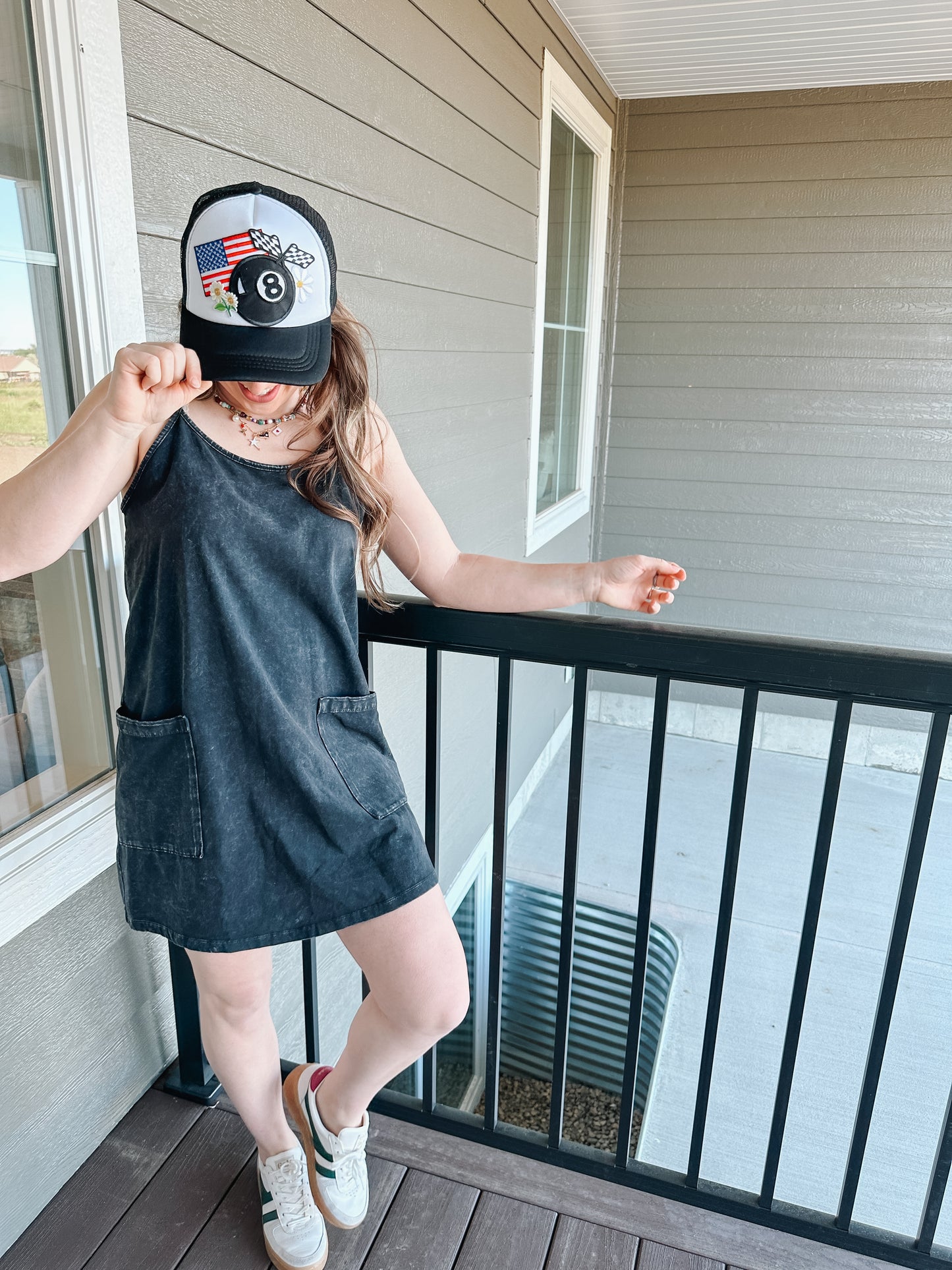 Washed Black Pocket Dress