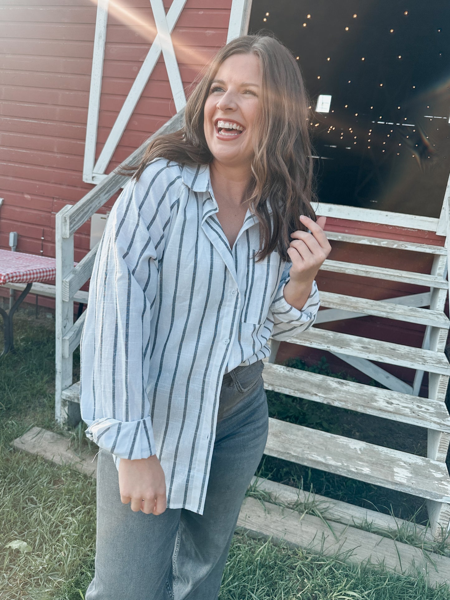 Stripe Button Down Long Sleeve