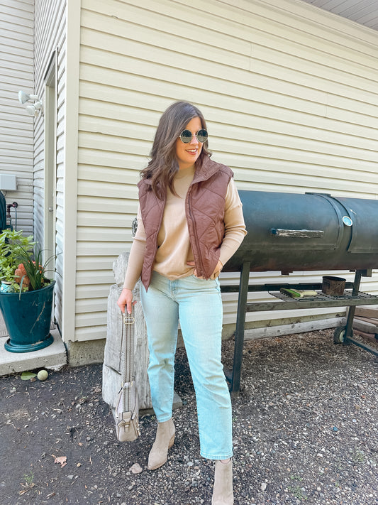 Chocolate Quilted Puffer Vest