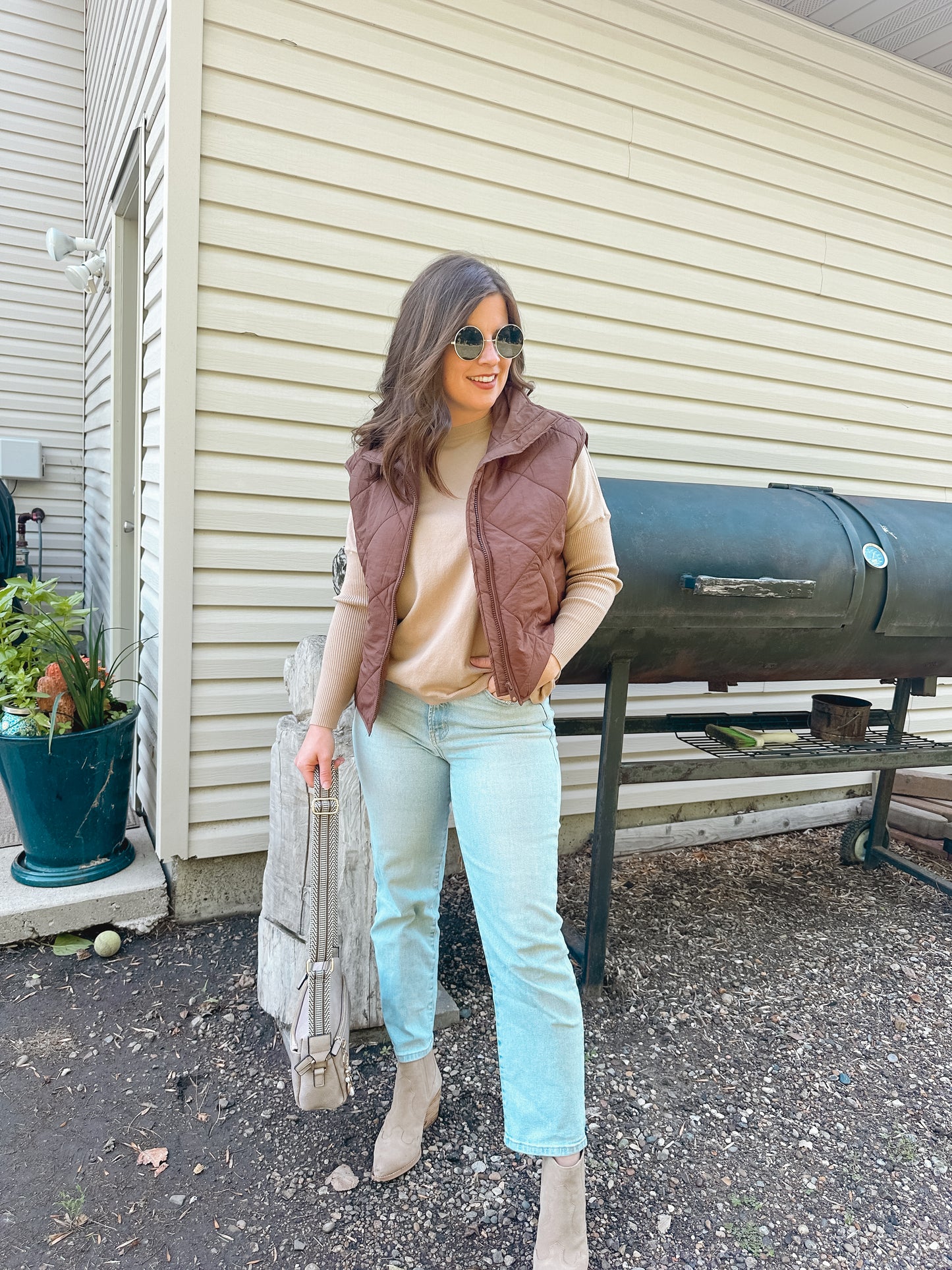 Chocolate Quilted Puffer Vest