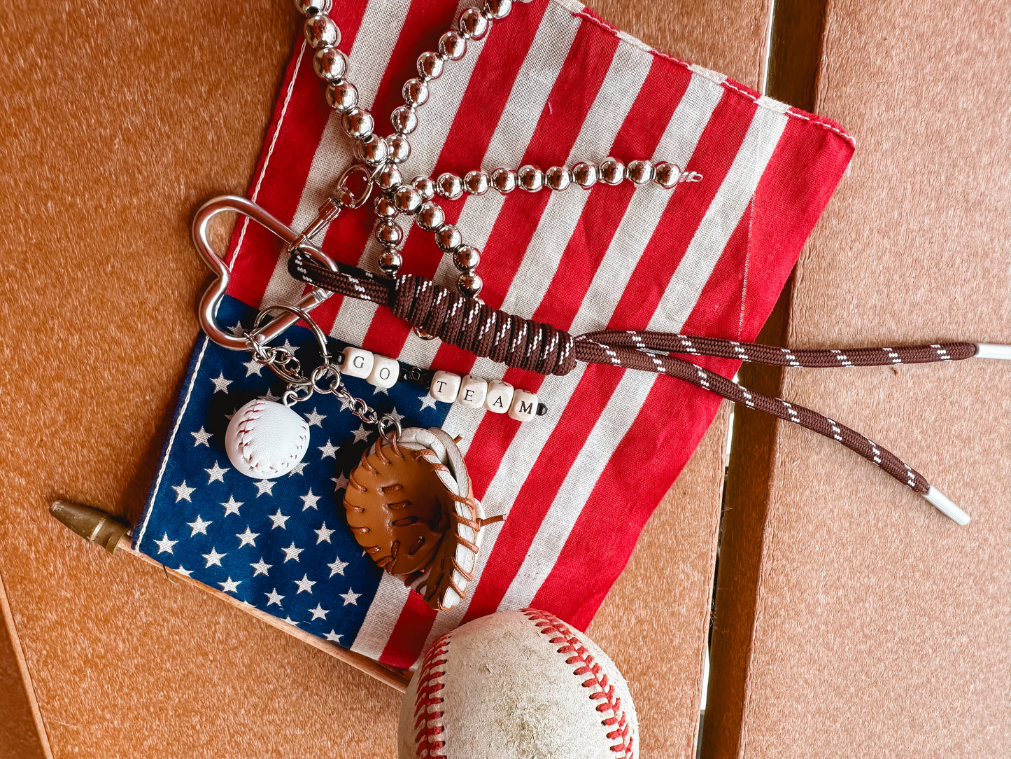 Go Team Baseball Bag Charm