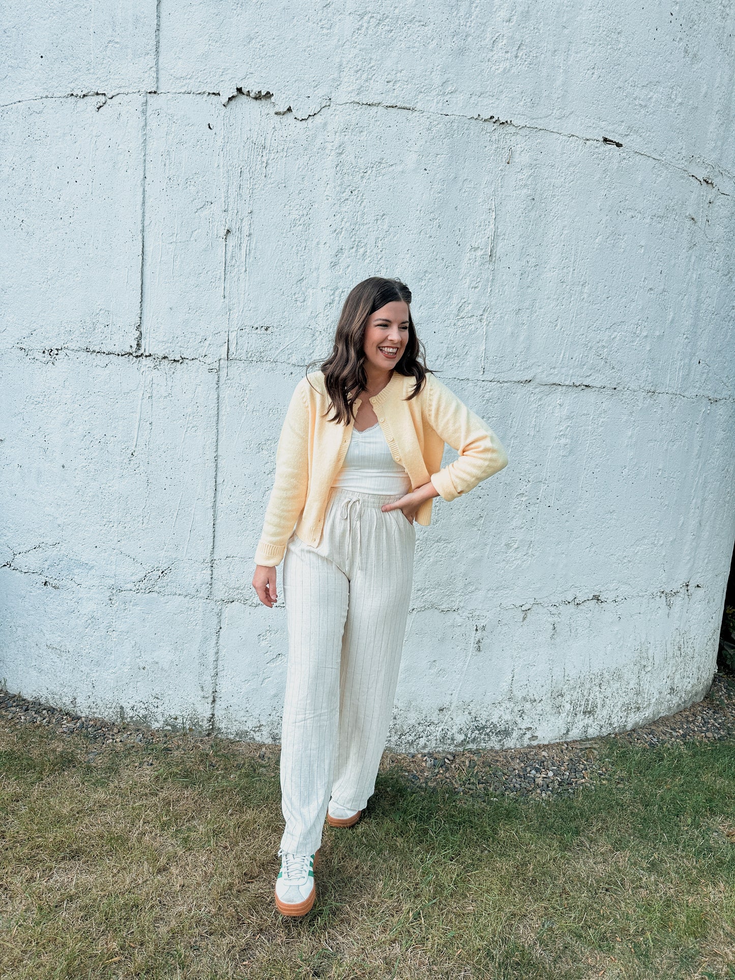 Oatmeal Stripe Linen Pants