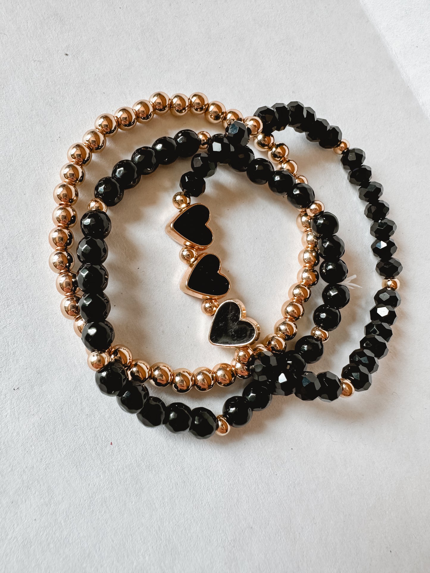 Black Hearts Bracelet Stack