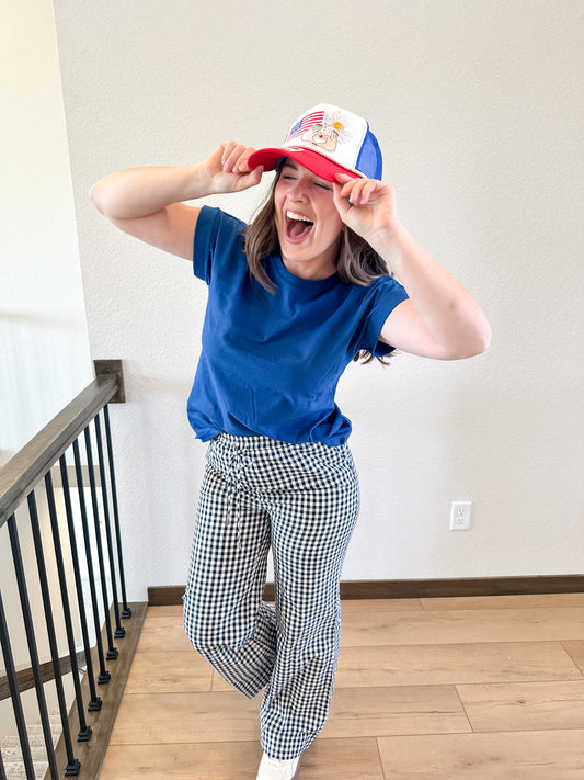 Flag Patch Hat W/ Pearl Chain