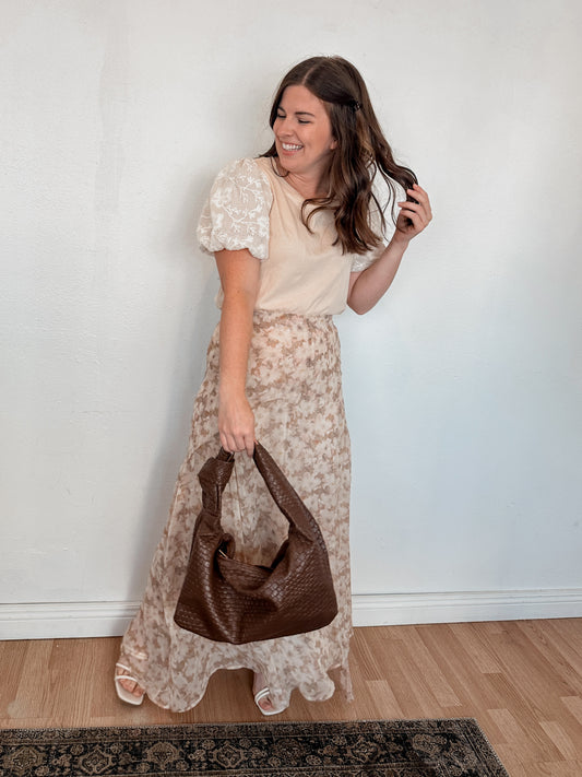 Natural Crochet Sleeve Top