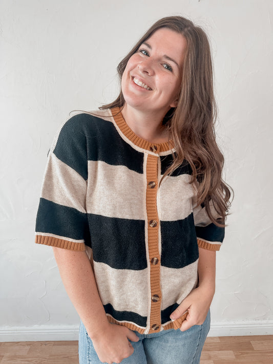 Drop Shoulder Stripe Sweater