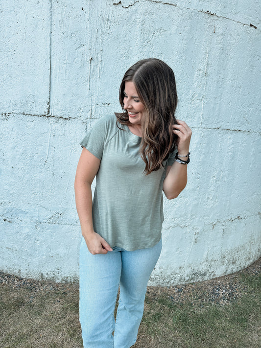 Olive Cotton Slub Top
