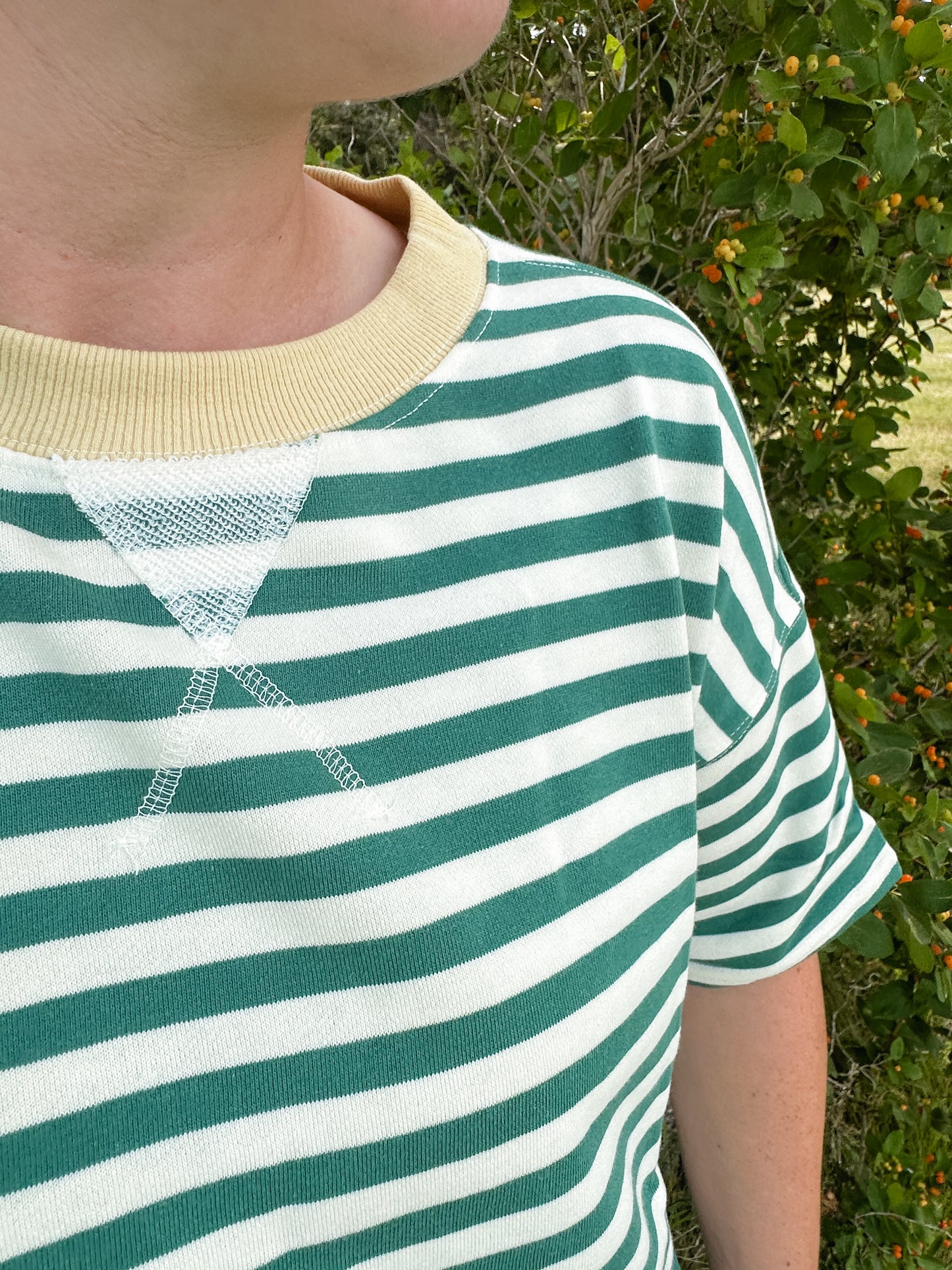Green Colorblock Stripe Knit Tee