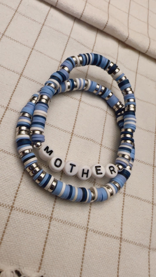 Blue/Silver Mother Bracelet Set