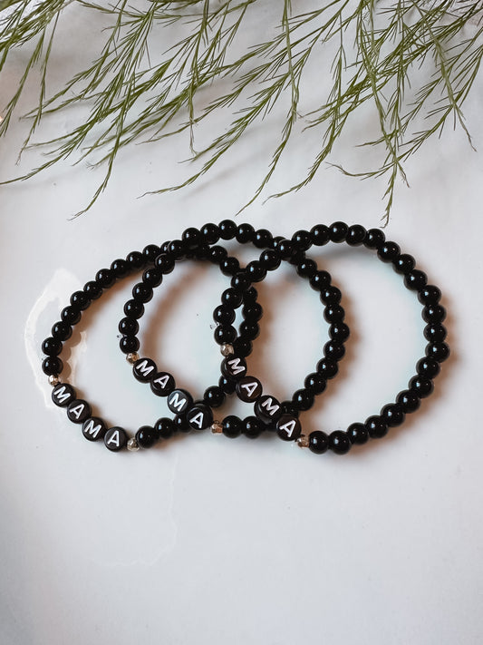 MAMA Black Stretch Bracelet