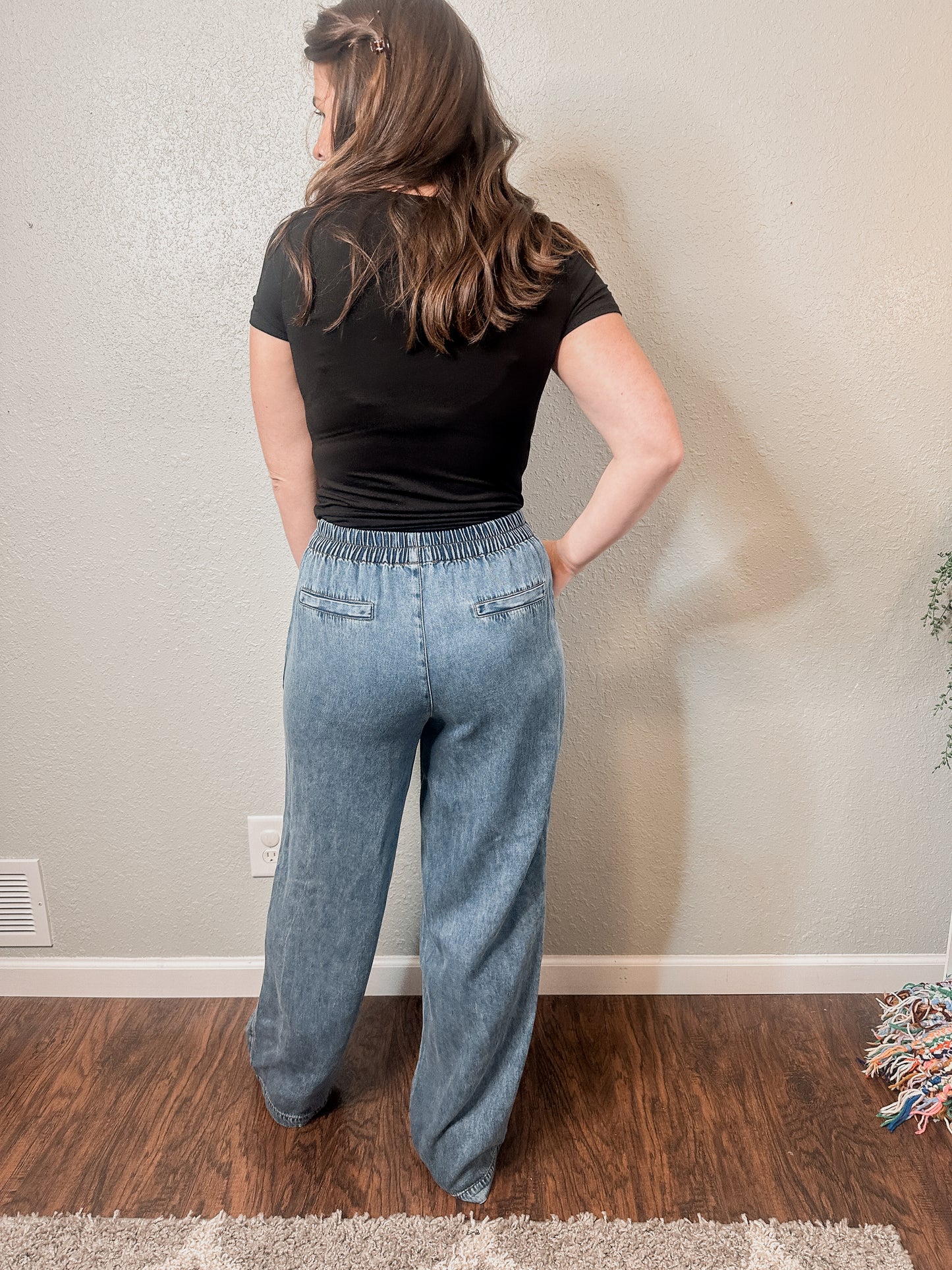 Elastic Waist Chambray Pants