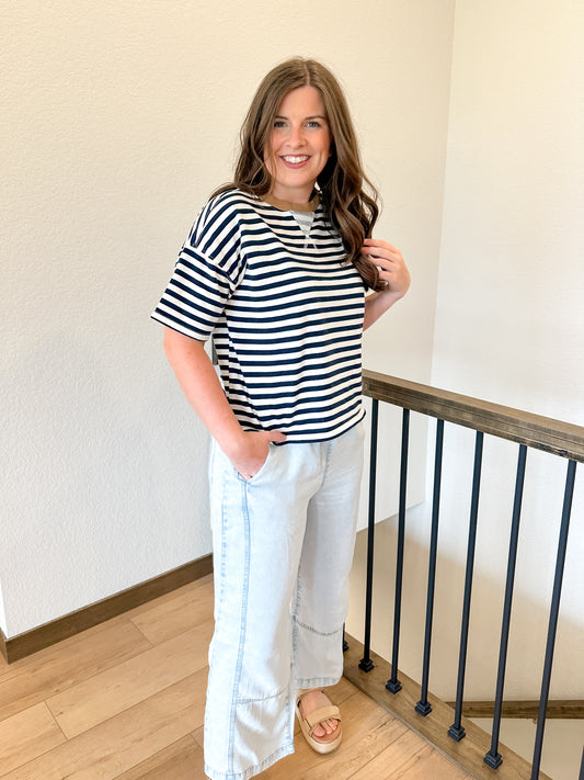 Oversized Navy Stripe Tee