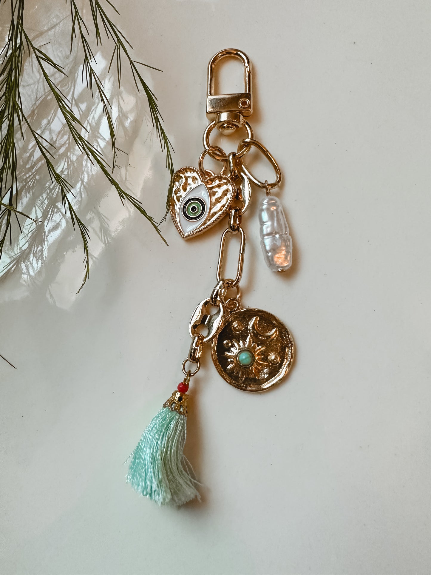 Teal Pearl Keychain