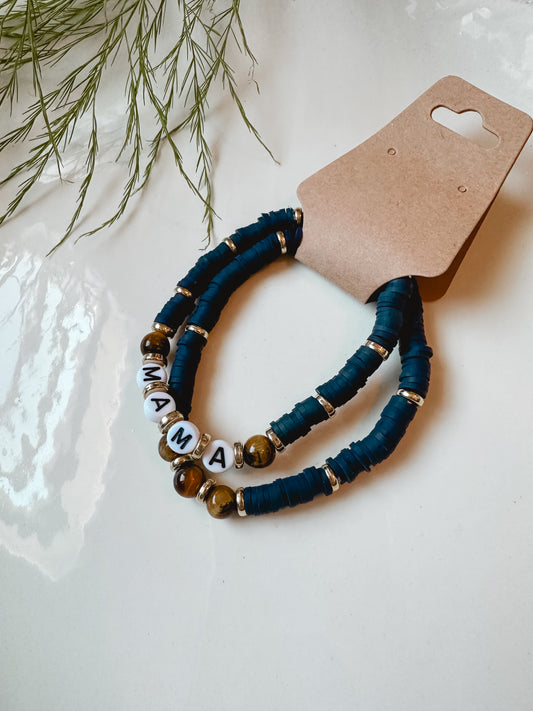 Navy Mama Bracelet Set