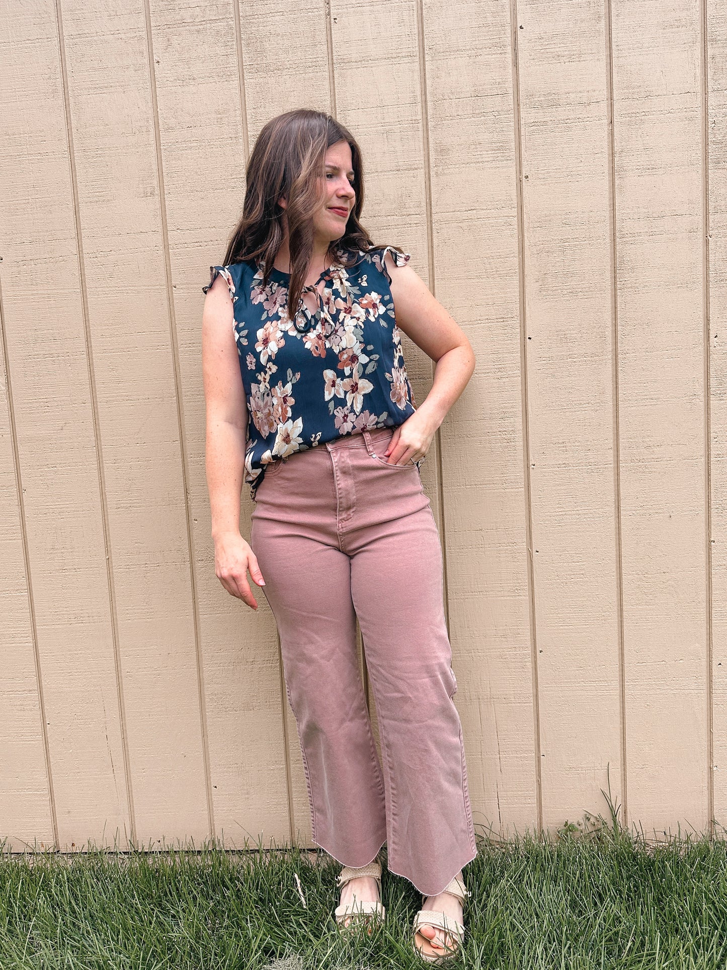 The Annie Wide Leg Jeans - Dried Rose