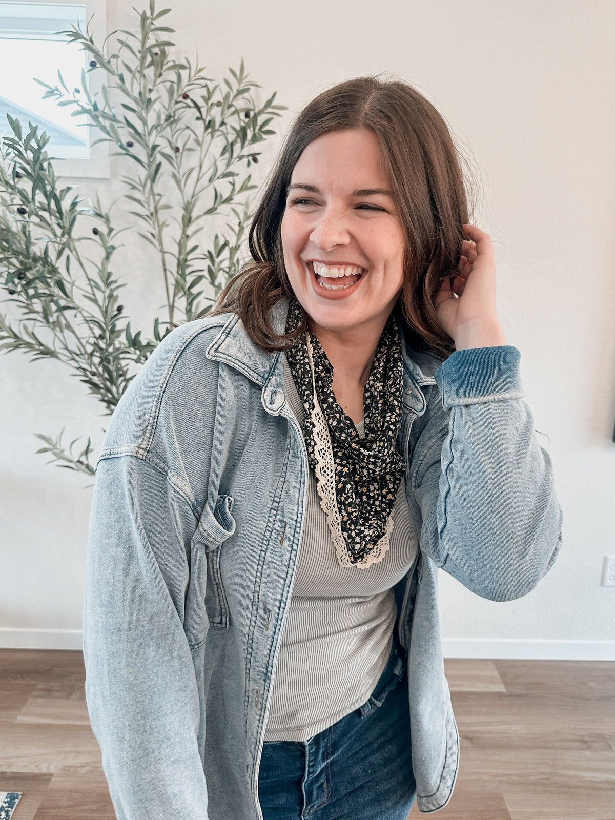 Lace Trim Bandana Scarf