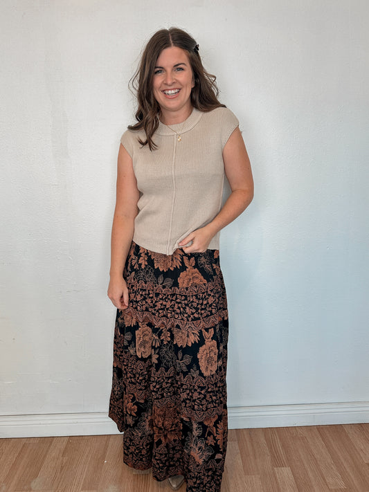 Oatmeal Sleeveless Sweater Top