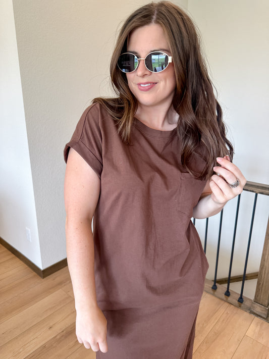 Brown Midi Tee Dress