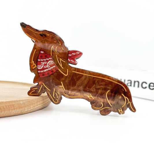 Cute Brown Dog Hair Claw Clip, Dachshund Hair Clip: Dog