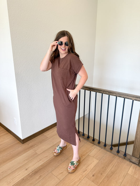 Brown Midi Tee Dress