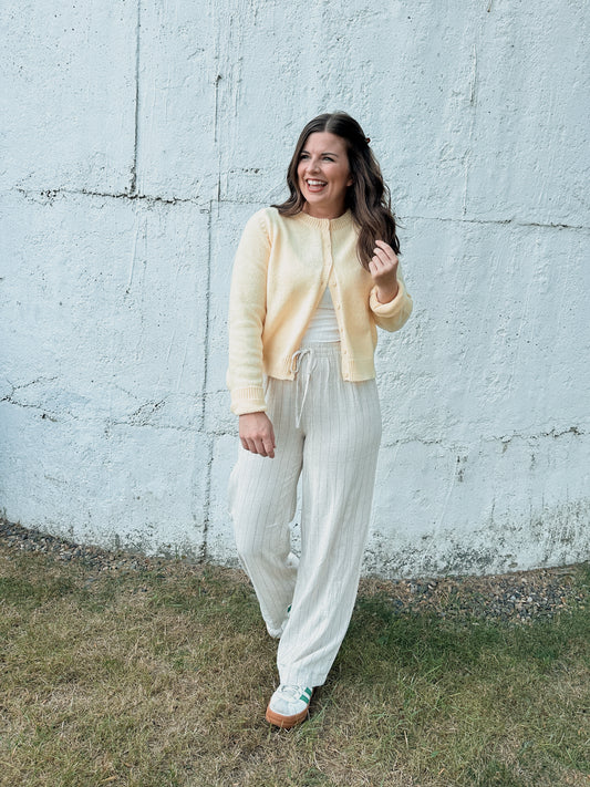 Oatmeal Stripe Linen Pants