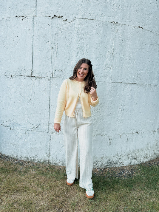 Oatmeal Stripe Linen Pants
