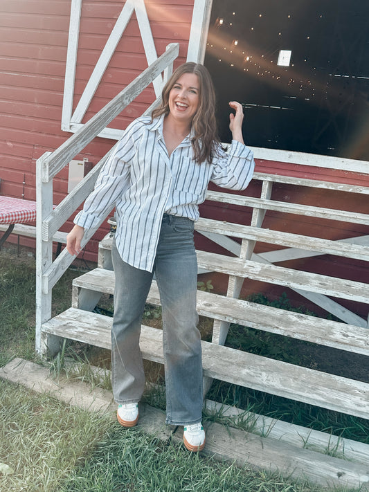 Stripe Button Down Long Sleeve