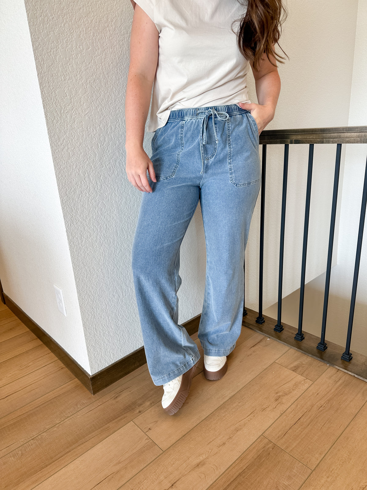 Comfy Cotton Pull On Denim Pants