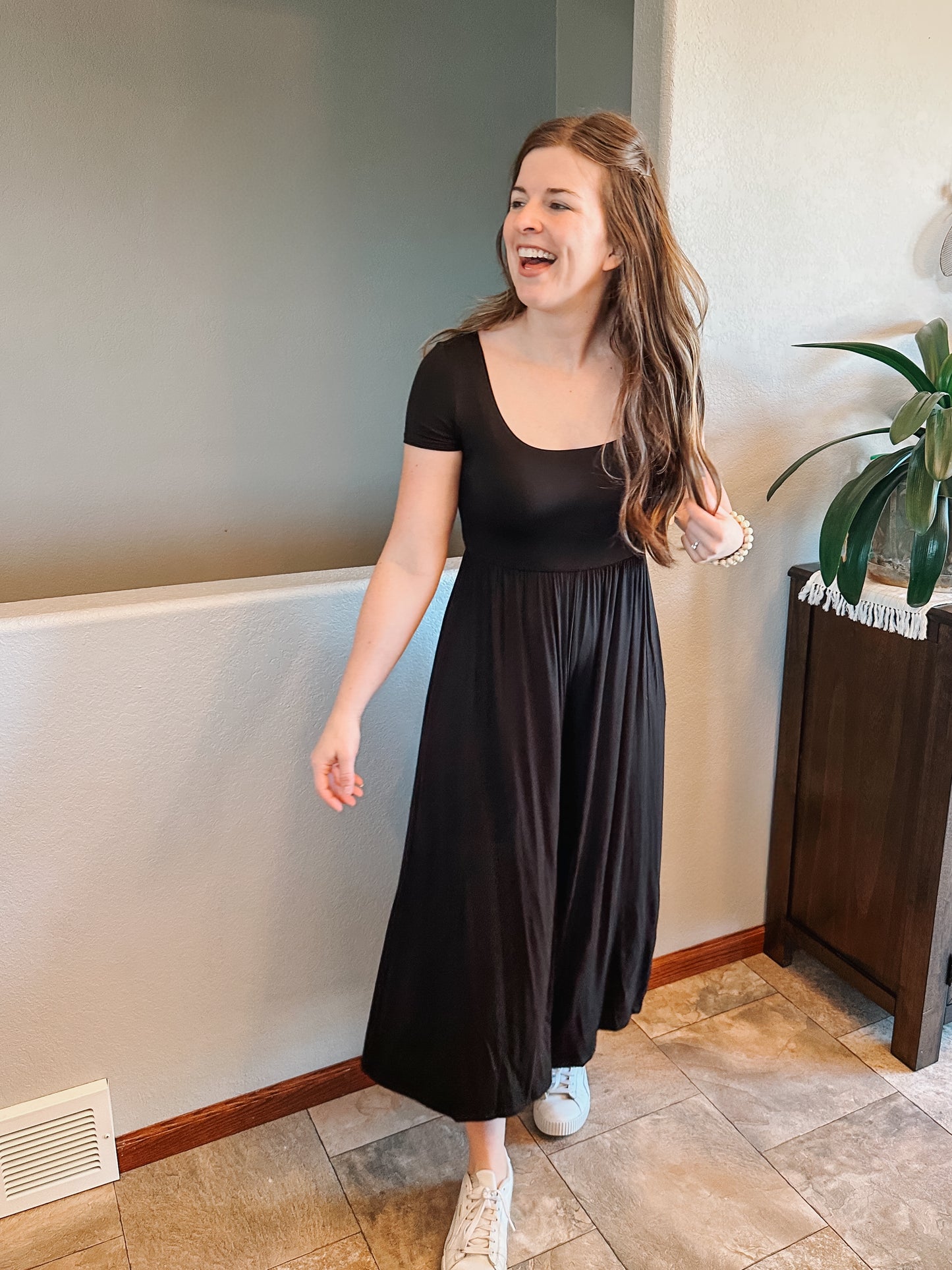Black Double Layered Jumpsuit